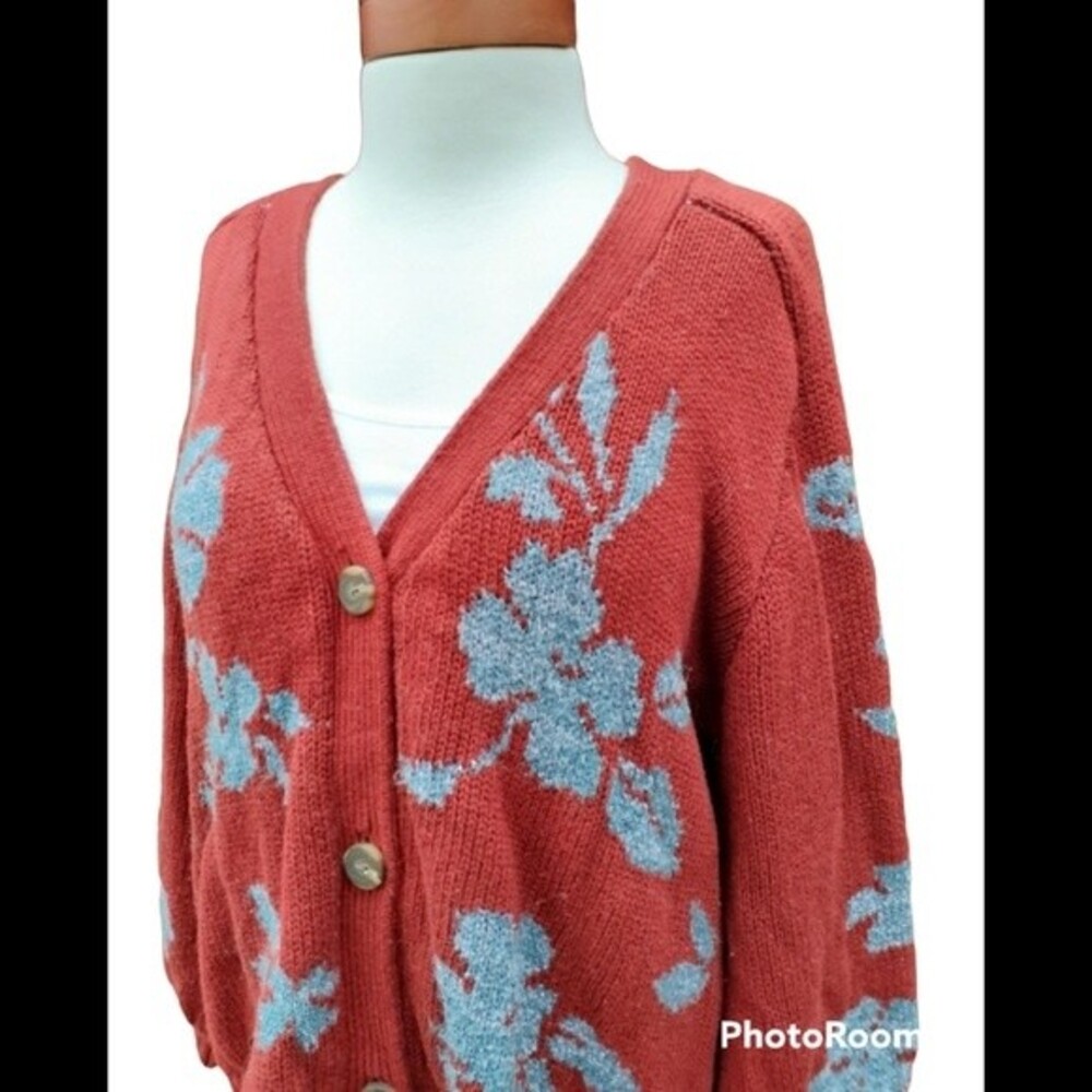 Sundance Balloon Sleeve Floral Cardigan Sweater - Picture 4 of 11